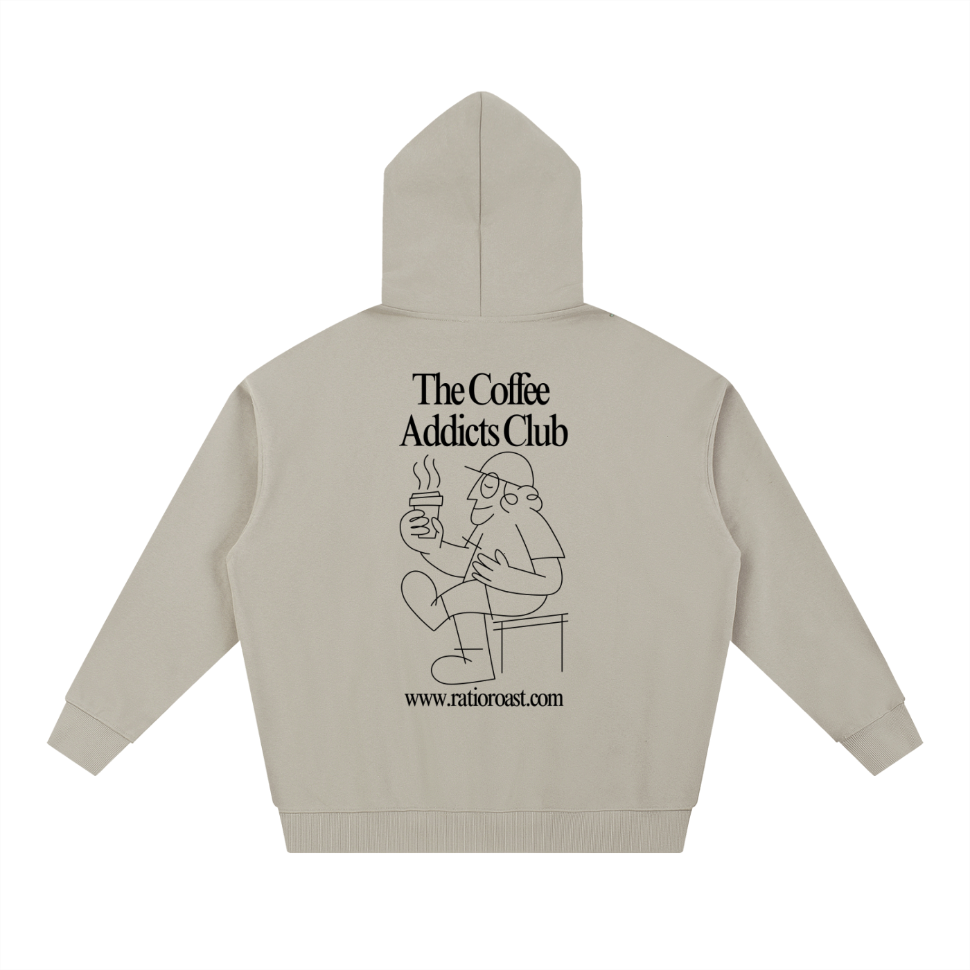 Coffee Addicts Club Essential Heavyweight Hoodie front view in black